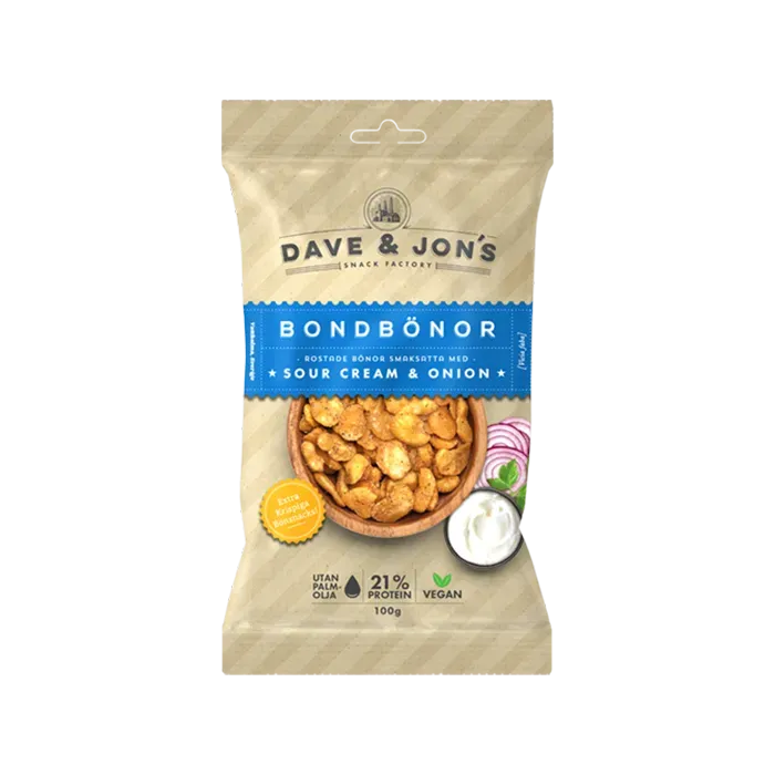 Dave & Jon's – Roasted Broad Beans With Sour Cream & Onion (100 g)
