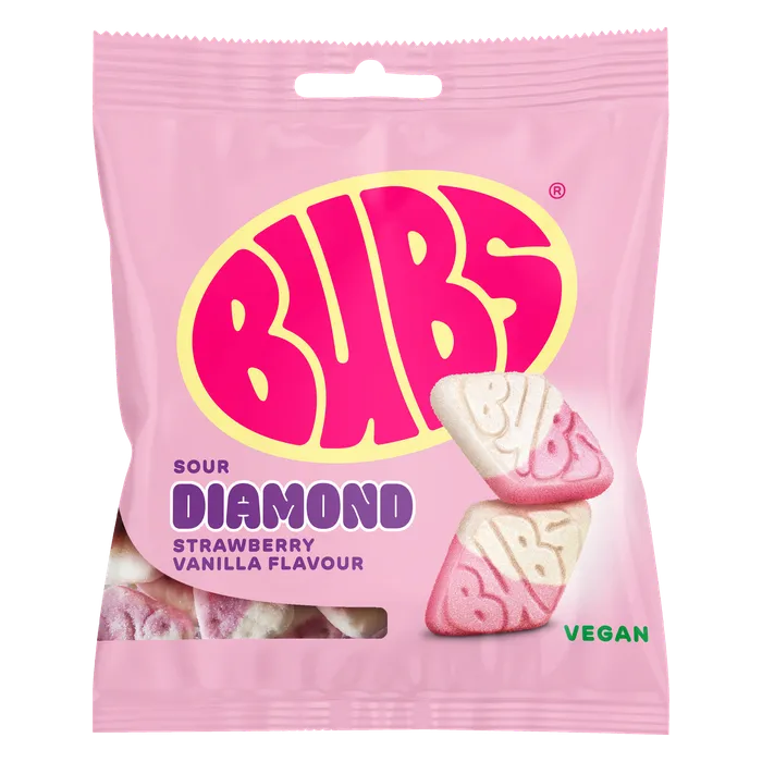 Bubs – Strawberry & Vanilla Sour Diamonds (155g)