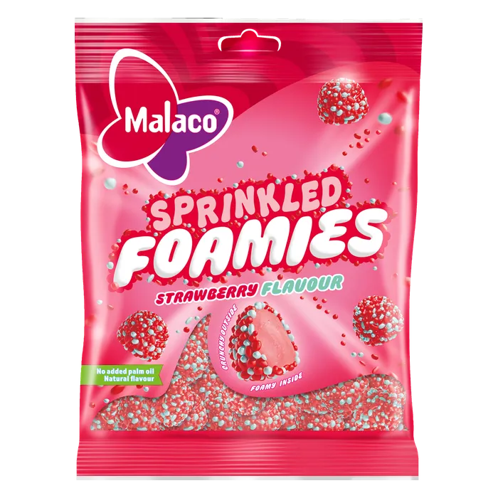 Malaco – Sprinkled Foamies Strawberry (110g)